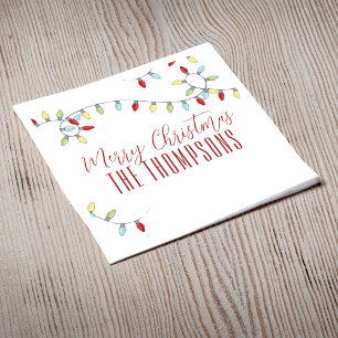 Merry Christmas Cute Colourful String Lights  Napkin