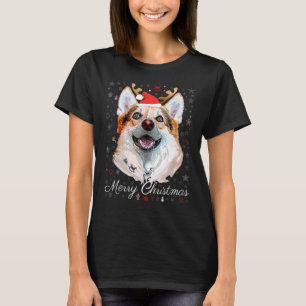 Merry Christmas Cute Corgi Santa Dog Reindeer Ugly T-Shirt