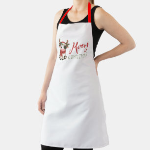 Merry Christmas cute cow Apron