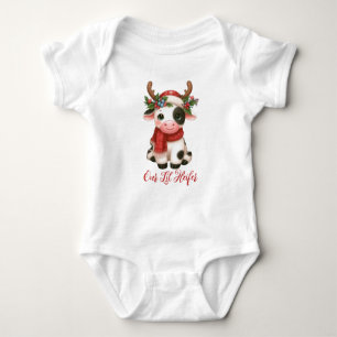 Merry Christmas cute cow  Baby Bodysuit