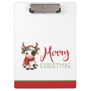 Merry Christmas cute cow Clipboard