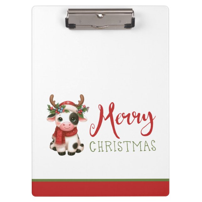 Merry Christmas cute cow  Clipboard (Front)