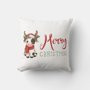 Merry Christmas cute cow  Cushion