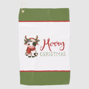 Merry Christmas cute cow  Golf Towel