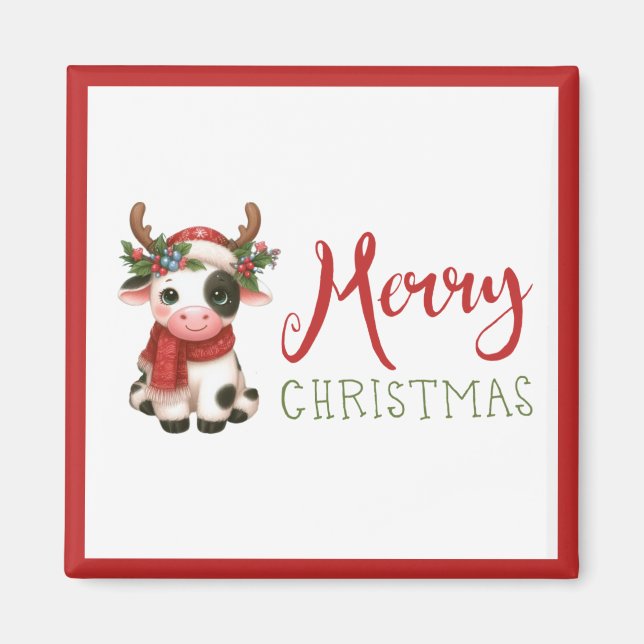 Merry Christmas cute cow  Magnet (Front)