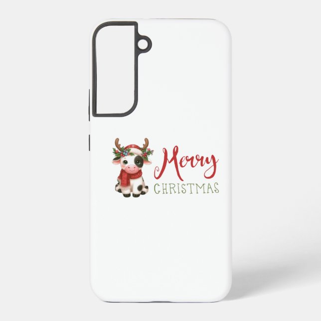 Merry Christmas cute cow  Samsung Galaxy S22+ Case (Back)