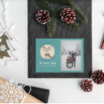 Merry Christmas Cute Deer Family Photo Holiday Card<br><div class="desc">Cute and festive, these family photo Christmas cards are the perfect way to send warm greetings to your friends and family this holiday season. The design features a cute drawn Christmas reindeer wearing a red and green scarf with the text "merry Christmas." The back features cute, hand drawn stringed lights....</div>