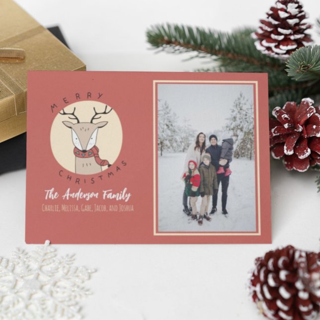 Merry Christmas Cute Deer Family Photo Holiday Card (Creator Uploaded)