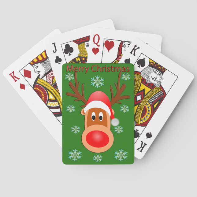 Merry Christmas Cute Deer Playing Cards (Back)