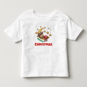 Merry Christmas Cute Deer Sleeping Toddler T-Shirt