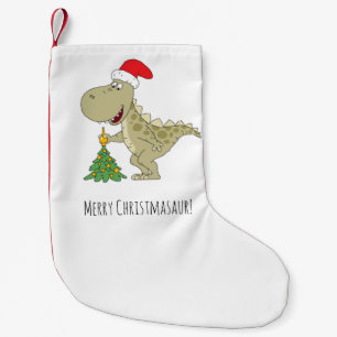 Merry Christmas Cute Dinosaur Santa Hat Tree T-Shi Small Christmas Stocking