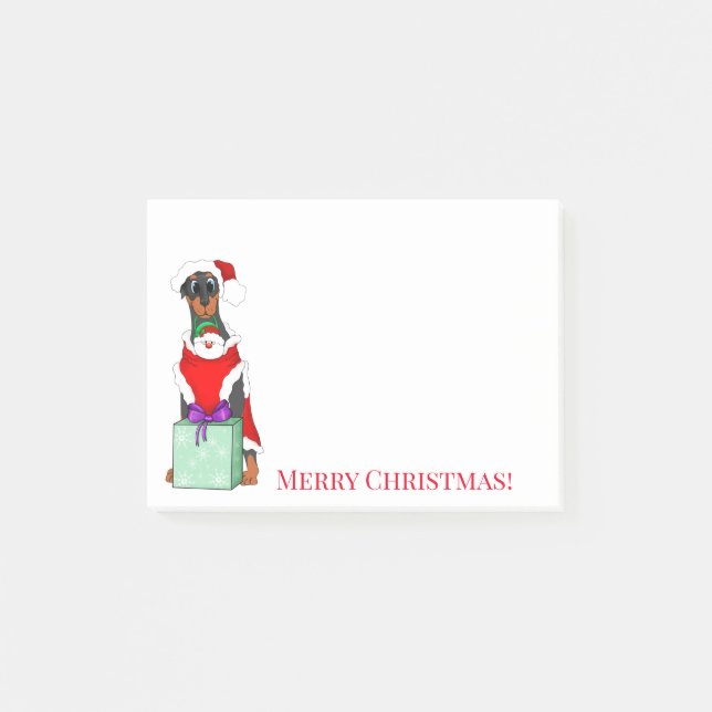 Merry Christmas Cute Doberman Christmas Post-it Notes (Front)