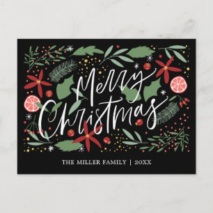 Merry Christmas Cute Doodle Holiday Postcard