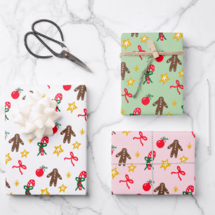 Merry Christmas Cute Doodle Whimsical Pattern  Wrapping Paper Sheet
