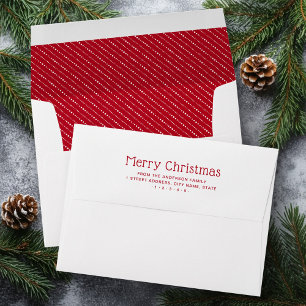 Merry Christmas cute dotted stripes red white Envelope