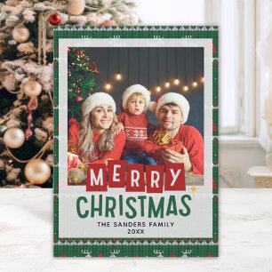 Merry Christmas Cute Family  Photo Card