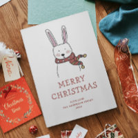 Merry Christmas. Cute funny winter rabbit animal