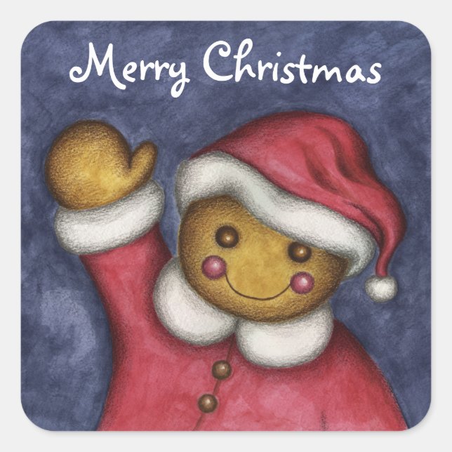 Merry Christmas Cute Gingerbread Cookie Stickers (Front)