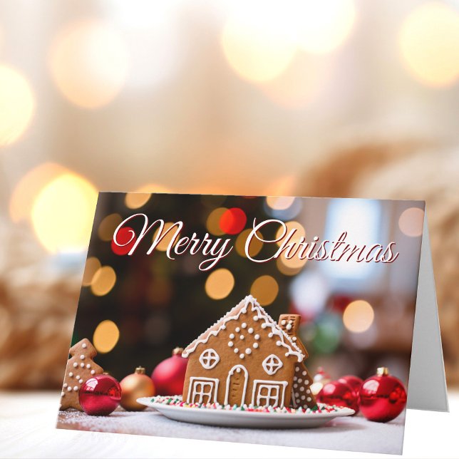 Merry Christmas Cute Gingerbread House Custom Holiday Card (Creator Uploaded)