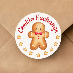 Merry Christmas Cute Gingerbread Man Classic Round Sticker