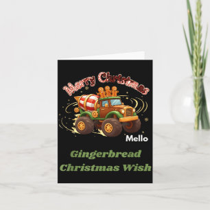 Merry Christmas Cute Gingerbread Mello Mixer Truck Card