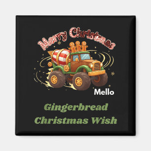 Merry Christmas Cute Gingerbread Mello Mixer Truck Magnet