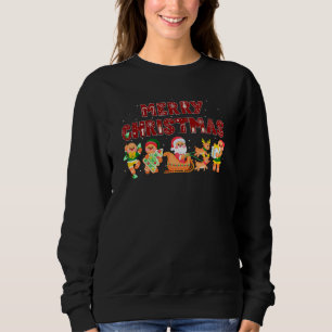 Merry Christmas Cute Gingerbread Santa Reindeer Co Sweatshirt