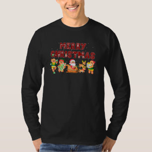Merry Christmas Cute Gingerbread Santa Reindeer Co T-Shirt