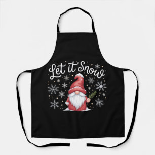 Merry Christmas Cute Gnome Let It Snow Winter Apron