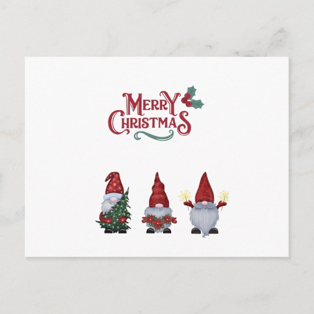 merry christmas cute gnomes candy jar postcard (Front)