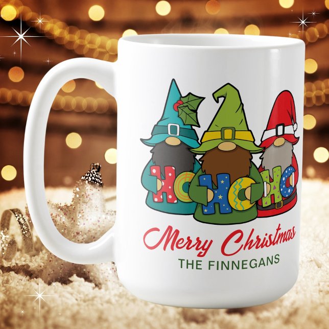 Merry Christmas Cute Gnomes Personalised  Coffee Mug (Available in multiple mug types. Personalize with your name or leave blank. Merry Christmas!
)