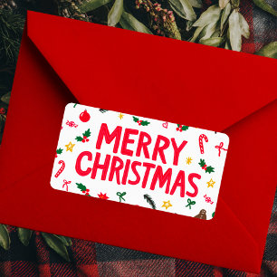 Merry Christmas Cute Hand-Drawn CUSTOM Doodle  Label