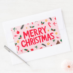 Merry Christmas Cute Hand-Drawn CUSTOM  Rectangular Sticker