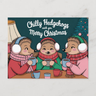 Merry Christmas Cute Hedgehog Postcard
