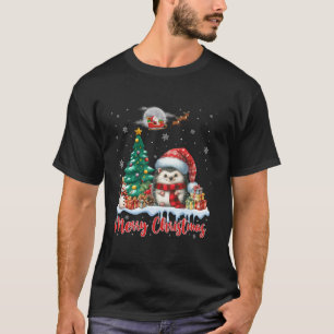 Merry Christmas Cute Hedgehog Santa Hat Hedgehog L T-Shirt