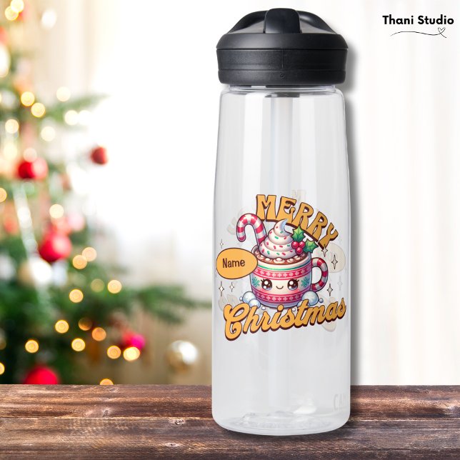 Merry Christmas Cute Hot Chocolate Mug Family Water Bottle (Creator Uploaded)