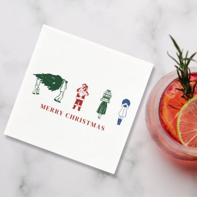 Merry Christmas Cute Illustration   Napkin (Creator Uploaded)
