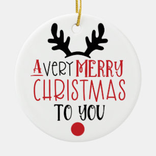 Merry Christmas Cute Modern Typography Ceramic Tree Decoration