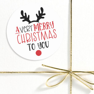 Merry Christmas Cute Modern Typography Classic Round Sticker