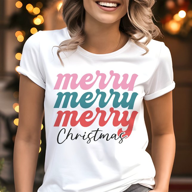 Merry Christmas Cute Multicolor Holiday Tri-Blend Shirt (Creator Uploaded)