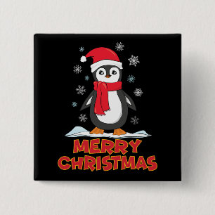Merry Christmas Cute Penguin 15 Cm Square Badge