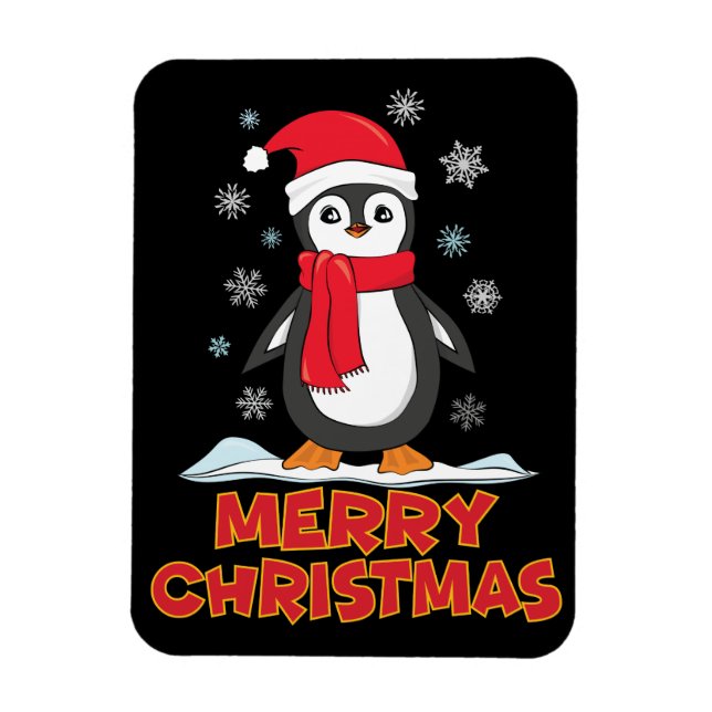 Merry Christmas Cute Penguin Magnet (Vertical)