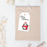 Merry Christmas Cute Penguin Santa Hat Christmas Gift Tags<br><div class="desc">Add your own message to customise this adorable gift tag adorned with the words Merry Christmas and a Santa Penguin on the front and a coordinating back. Makes a perfect addition to a gift.</div>