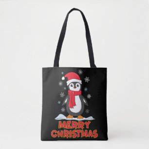 Merry Christmas Cute Penguin Tote Bag