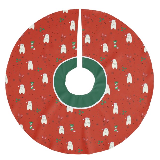 Merry Christmas  cute polar bear pattern Brushed Polyester Tree Skirt (Front)