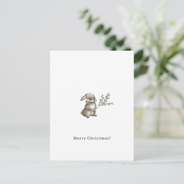 Merry Christmas Cute Rabbit Postcard (Standing Front)