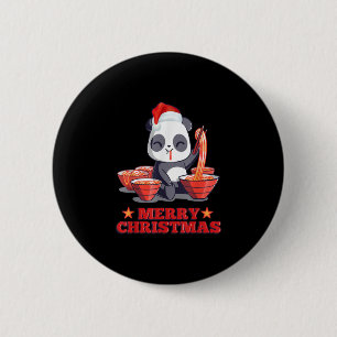 Merry Christmas Cute Ramen Panda Japanese Noodles 6 Cm Round Badge
