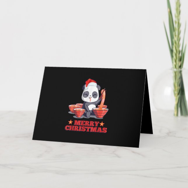 Merry Christmas Cute Ramen Panda Japanese Noodles Holiday Card (Front)