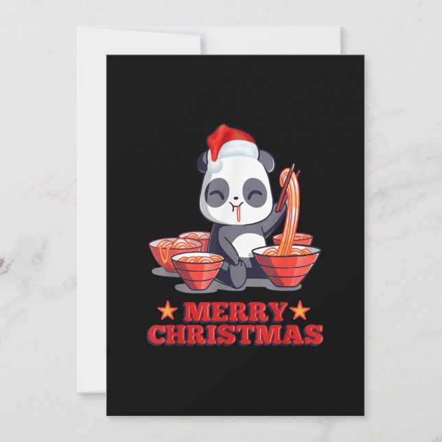 Merry Christmas Cute Ramen Panda Japanese Noodles Holiday Card (Front)