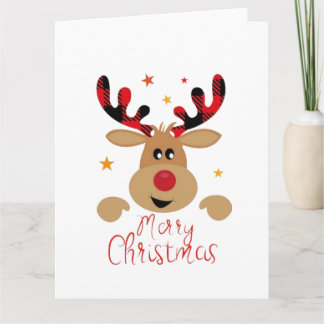  Merry Christmas Cute Reindeer  Card